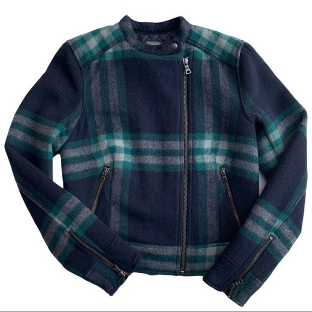 Gap Navy &‎ Green Plaid Wool Blend Coat Small Tall